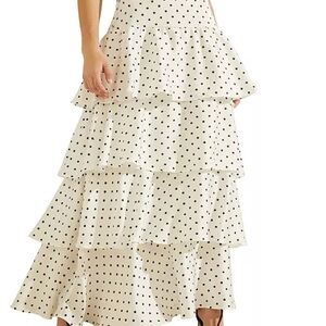 Guess White Polka Dot Tiered Skirt